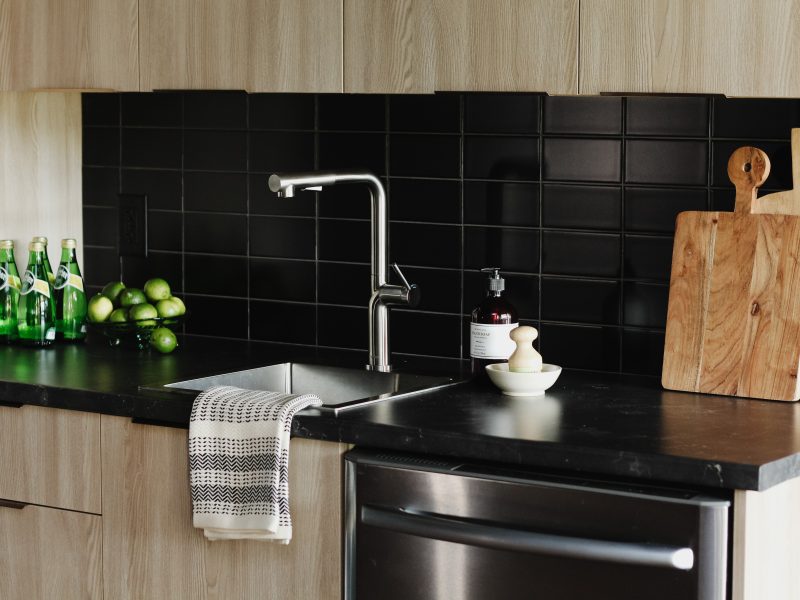 Black and wood kitchen