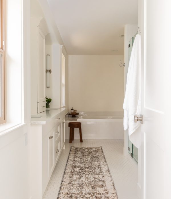 Traditional white bathroom hexagon floor tile